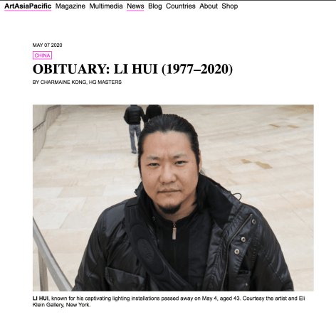 Art Asia Pacific | Obituary: Li Hui