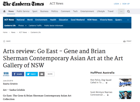 The Canberra Times Arts review | Go East - Gene and Brian Sherman Contemporary Asian Art at the Art Gallery of NSW