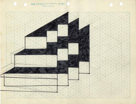 Mel Bochner,&nbsp;Untitled (Study for 3x3), 1966. Ink and pencil on graph paper, 8 1/2 x 11 inches.