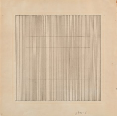 Agnes Martin,&nbsp;Story,&nbsp;1960. Pen, black ink on paper.