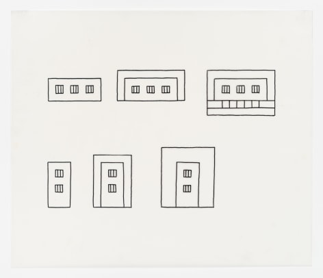Untitled (study for Prisons in Context),&nbsp;1981. Ink on vellum, 17 x 20 inches. On view at Karma.&nbsp;
