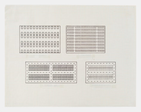 Untitled,&nbsp;1981. Ink on graph paper, 17 x 22 inches. On view at Karma.&nbsp;