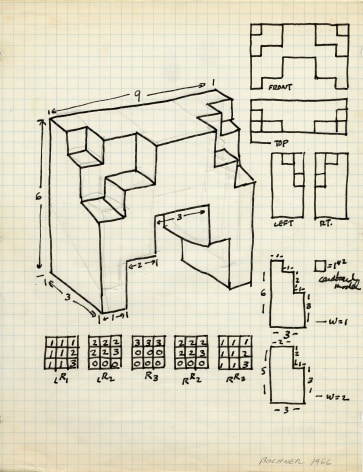 Mel Bochner,&nbsp;Study for Sculpture (5-Part Progression), 1966.