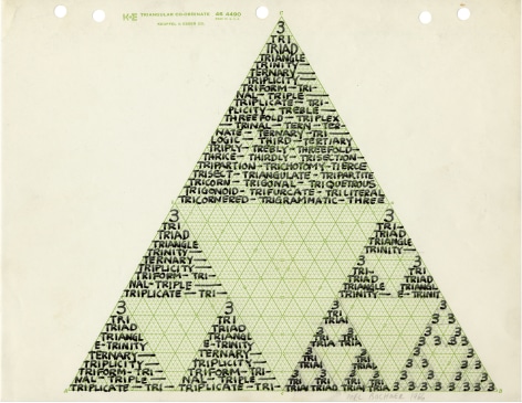 Mel Bochner,&nbsp;3,&nbsp;1966. Ink and pencil on graph paper, 8 1/2 x 11 inches. Private collection.
