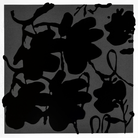 SULTAN-Donald_Lantern Flowers, Black and Gray, Oct 4, 2017_silkscreen with enamel inks and flocking on 4-ply museum board_58x58_ed30