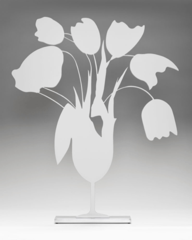 SULTAN-Donald_White Tulips and Vase, April 4, 2014_painted aluminum on polished aluminum base_24x20x3.5 inches