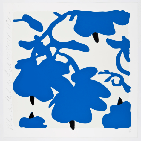 SULTAN-Donald_Blue and White, Feb 10, 2017_color silkscreen with over-printed flocking on museum board_32x32 inches