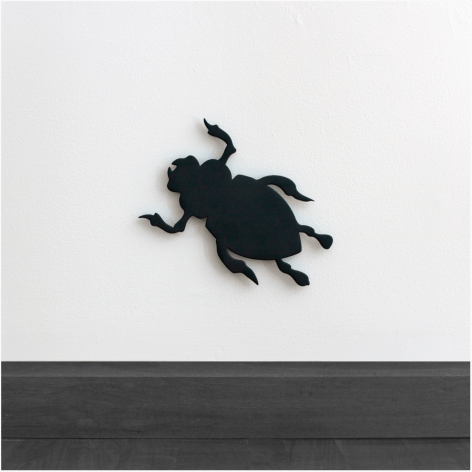 SULTAN-Donald_Beetle, July 9, 2020_waterjet cut from 3/8-inch black glass, sandblasted, and kiln formed_12x8x3/8_ed10