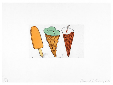 BAECHLER-Donald_Dreamsicle + 2 Cones_soft-ground etching and aquatint_9x15image_22x30paper_ed34