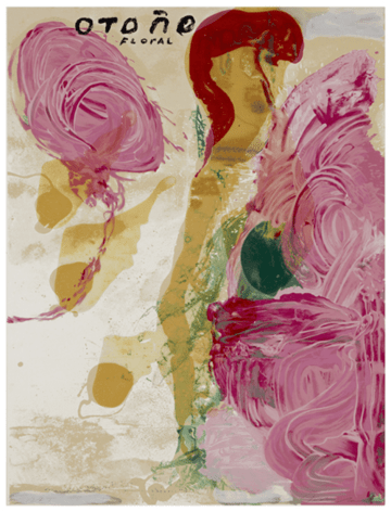 SCHNABEL-Julian_Otono Floral_hand-painted, 15-color silkscreen with poured resin_40x30 inches