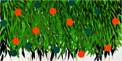 SULTAN-Donald_Orange and Green, June 17, 2021_silkscreen with overprinted flocking on Rising 4-ply museum board_36x72_ed40