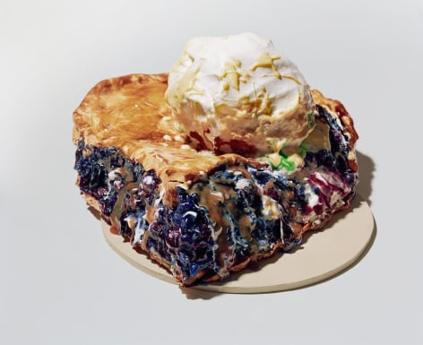 Photograph by Sharon Core. Blueberry pie with ice cream on top based on similar Claes Oldenburg sculpture