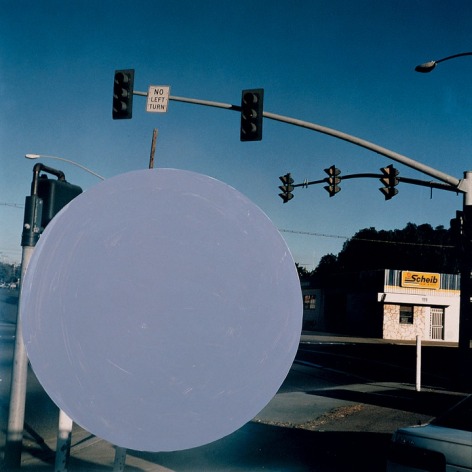 John Baldessari, National City (4), 1996/2009. 1 from a series of 8 color photographs with acrylic paint, 19.125 x 18.75 inches, edition 10 of 12.