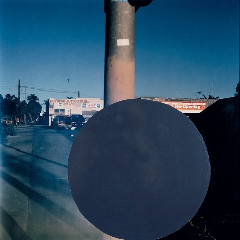 John Baldessari, National City (6), 1996/2009. 1 from a series of 8 color photographs with acrylic paint, 19.125 x 18.75 inches, edition 10 of 12.