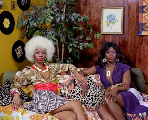 Kindred Spirits, Tamika and Qusuquzah Sitting on Couch, 2022. Archival pigment print, 48 x 60 inches.