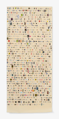 Soundtrack to My Life:&nbsp;Freedom by George Michael (Copy Shop), 2017. Magazine clippings and polyvinyl adhesive on kozo paper. 91 1/2 x 38 1/2 inches.