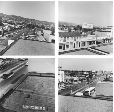 Ed Ruscha,&nbsp;Rooftops, 1961/2004. Portfolio of 4 gelatin silver prints, 25 1/2 x 25 1/2 inches each.