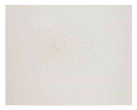 Halos, Gardner Museum&nbsp;445-016, 2018. Braille punch, gold leaf, and graphite on paper., &nbsp;