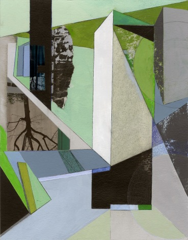 Mary Lum, Garden, 2022. Acrylic, gouache, photo collage on paper, 17 3/4 x 14 3/4 inches.