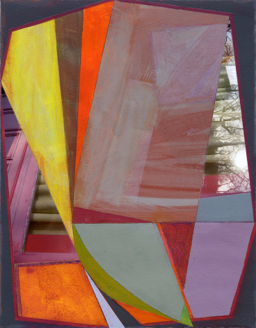 Mary Lum, Window, 2022. Acrylic, gouache, photo collage on paper, 17 3/4 x 14 3/4 inches.