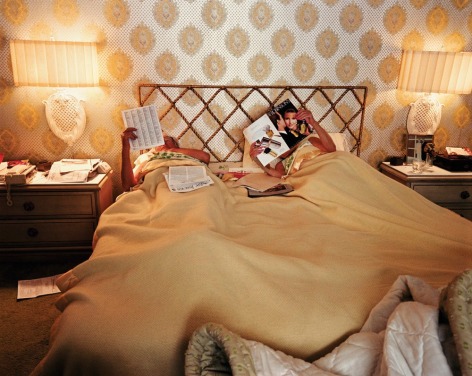 Larry Sultan, Reading in Bed&nbsp;from the series&nbsp;Pictures from Home, 1988. Archival pigment print, 40 x 50 inches.