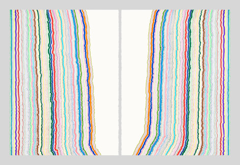 Chiral Lines 21, marker and pen on paper. &nbsp;30 x 22 inches each, 30 x 45 inches overall