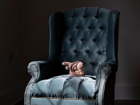 Still Life, Male Anatomy on Velvet Chair, 2022, from the series Men Untitled.