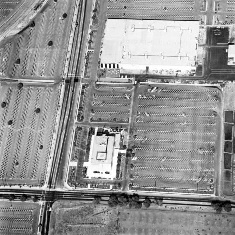 Ed Ruscha,&nbsp;Rocketdyne, Canoga Park&nbsp;from the series&nbsp;Parking Lots, 1967/1999. 15 x 15 inches on a 20 x 16 sheet.