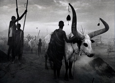 Dinka group at Pagarau, Southern Sudan, from the series Genesis, 2006. 16 x 20, 20 x 24, 24 x 35, 36 x 50 or 50 x 68 inch gelatin silver print