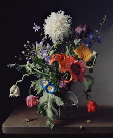 Photograph by Sharon Core titled 1665 from the series 1606-1907 of a floral still life arranged in the style of a classical painting