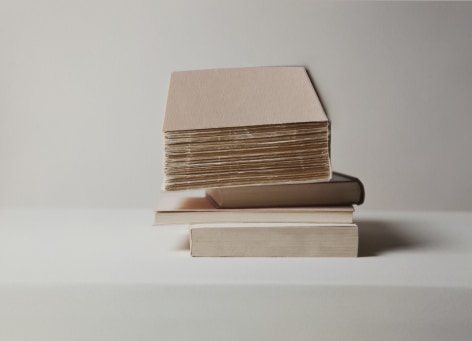 Mary Ellen Bartley, Pink Book on Top (from the series Morandi&rsquo;s Books), 2022. Archival Pigment Print, 17 x 22 inches.