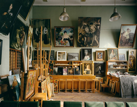 Restoration Studio, from the series Russia, 2003. Archival pigment print. Available at 30 x 40 inches, edition of 10, or 40 x 50 inches, edition of 5, or 50 x 60 inches, edition of 3, or 70 x 90 inches, edition of 3.