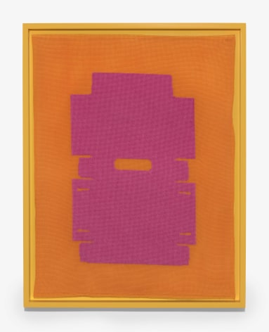 Rachel Perry,&nbsp;Baby Beets: On Color, 2021-2023. Wool and silk on canvas with artist frame, 19 1/4 x 15 1/4 inches.