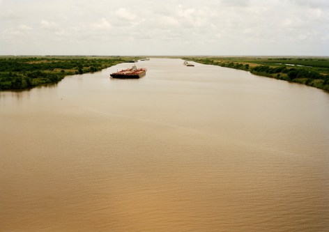 Untitled (Intercoastal Waterway with Red Barge), Bolivar Peninsula, Texas, 2015.