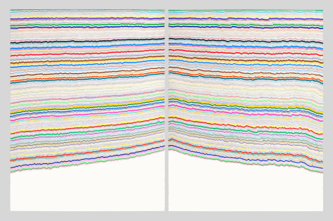 Chiral Lines 28, marker and pen on parker. &nbsp;50.25 x 38.25 inches each, 50.25 x&nbsp;76.5 inches overall