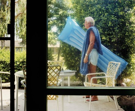 Larry Sultan, Dad with Raft&nbsp;from the series&nbsp;Pictures from Home, 1987. Archival pigment print, 40 x 50 inches.