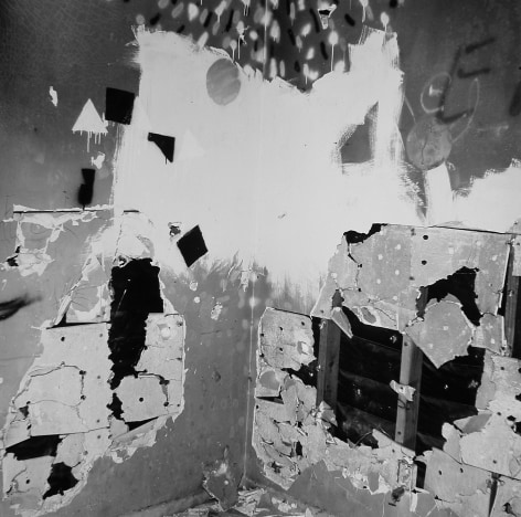 John Divola,&nbsp;Vandalism (74V04), 1974. Gelatin silver print. Image: 15 x 15 inches, frame: 25 x 24 inches.