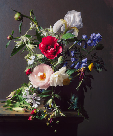 Photograph by Sharon Core titled 1841 from the series 1606-1907 of a floral still life arranged in the style of a classical painting