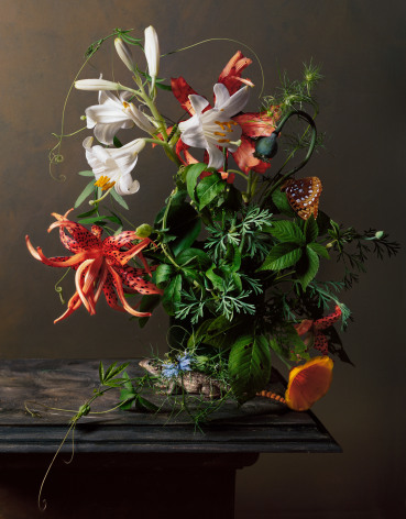 Photograph by Sharon Core titled 1640 from the series 1606-1907 of a floral still life arranged in the style of a classical painting