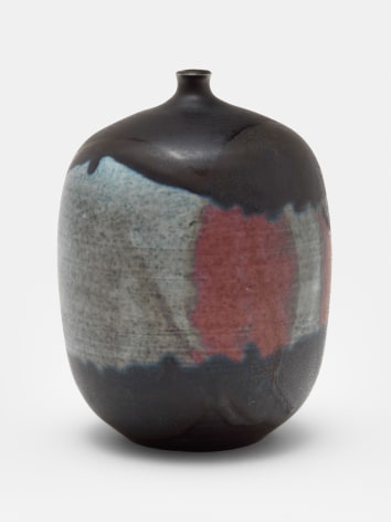 Toshiko Takaezu Bottle, 1960 glazed porcelain 6 x 4 1/2 x 4 1/2 inches