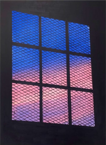 Bradley Kerl A Warehouse Window Sunset, 2021 oil on canvas 48 x 36 inches