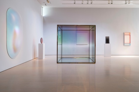 Installation image from Radiant Spaces: Larry Bell at McClain Gallery, 2016