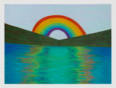 Ping Zheng Rainbow Over the Lake, 2021 oil stick on paper paper: 24 x 18 inches frame: 22 3/16 x 28 1/16 x 1 inches