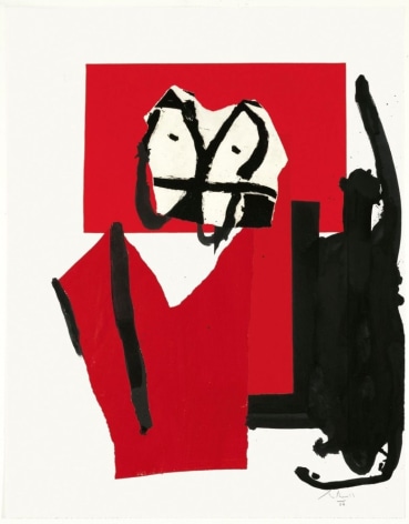 Robert Motherwell The Red and Black No. 3, 1987 - 1988 oil-based etching ink, pasted papers, and aquatint on paper 31 1/2 x 25 inches