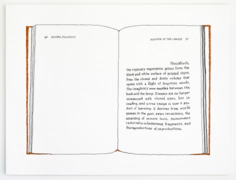 Elaine Reichek Henceforth (Foucault), 2019 hand embroidery on linen 25 x 33 inches