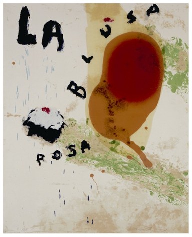Julian Schnabel  Sexual Spring-Like Winter - La Blusa Rosa, II, 1995  hand painted, 14 color silkscreen with poured resin  40 x 32 inches  edition of 80  Publisher: Lococo FIne Art Publisher  $9,000  Inquire