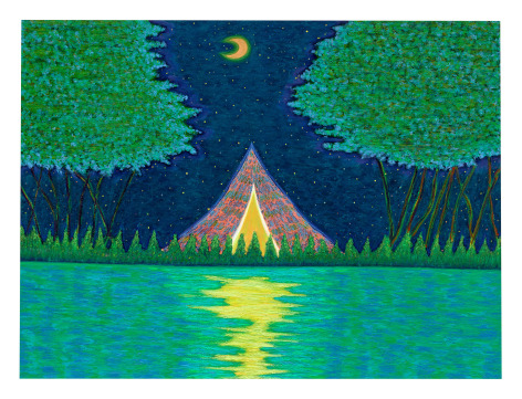 Ping Zheng  Quiet Night, 2021  oil stick on paper  paper: 18 x 24 inches  frame: 22 3/16 x 28 1/16 x 1 inches  SOLD