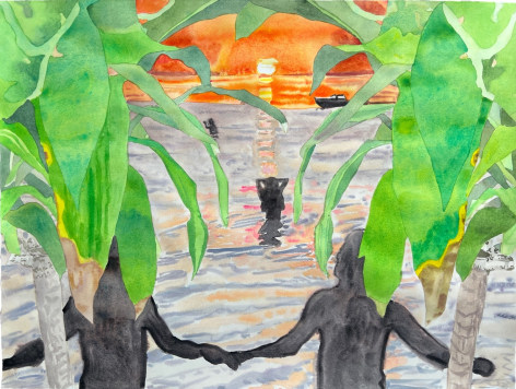 Bradley Kerl Wedding Wading Wonder, 2024 watercolor on paper 32 x 30 inches