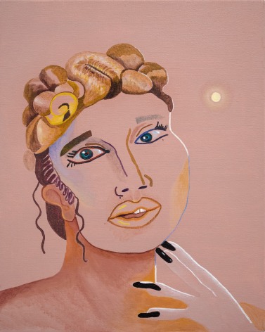Bruna Massadas Golden Girl, 2022 acrylic on canvas 20 x 16 x 1 1/2 inches