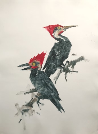 John Alexander Woody and his Wife, 2017 monotype on Fabriano Rosaspina paper 39 x 27 1/2 inches signed bottom right front (JoA-182)